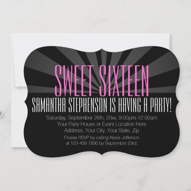 High-Fashion Spotlight Sweet 16 Party Einladungen (Vorderseite)