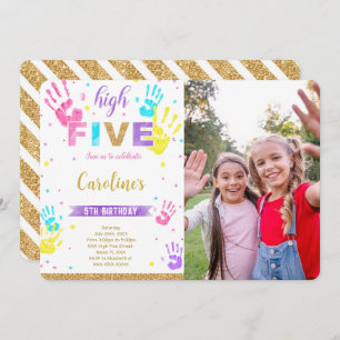 High Five Birthday Photo Invitation
