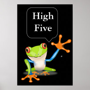 High Five Comical Frog Poster humoristique