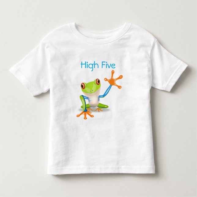High Five Orange and Blue Funny Funny Frosch Shirt (Vorderseite)