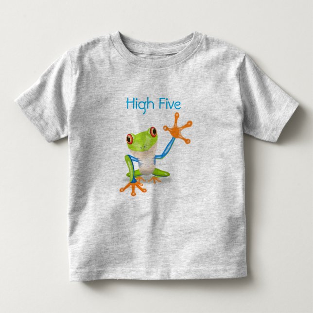 High Five Orange and Blue Funny Funny Frosch Shirt (Vorderseite)