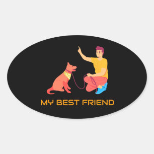 "High-Five with Bestie" Ovaler Aufkleber
