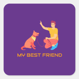 "High-Five with Bestie" Quadratischer Aufkleber
