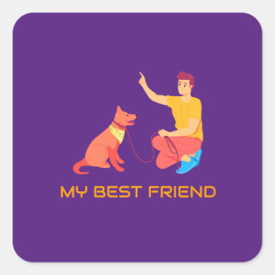 "High-Five with Bestie" Quadratischer Aufkleber