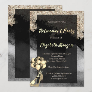 High Heel, Ballons, Confetti-Renten-Party Einladung