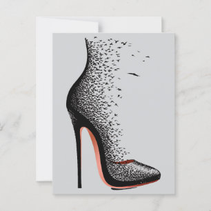 High Heel Birds Wall Art - Surreal Fashion Shoe Postkarte