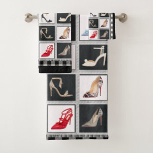 High Heel Schuhe Collage Stiletto Pumpen Handtuch Badhandtuch Set