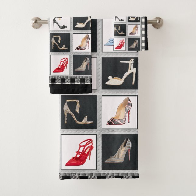 High Heel Schuhe Collage Stiletto Pumpen Handtuch  Badhandtuch Set (Insitu)
