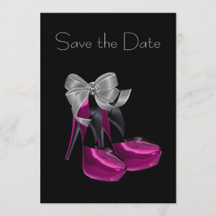 High Heel Schuhe Hot Pink Schwarz Save The Date