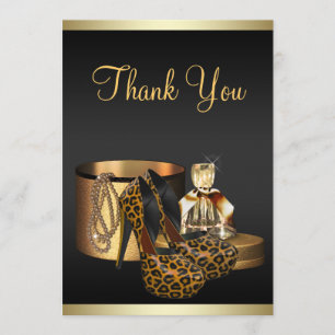High Heel Schuhe Leopard Gold Danke Karte