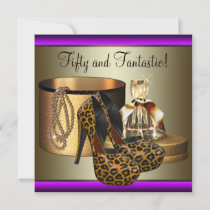 High Heel Schuhe Leopard Gold Frauen 50. Geburtsta Einladung