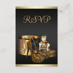 High Heel Schuhe Leopard Gold RSVP Karte