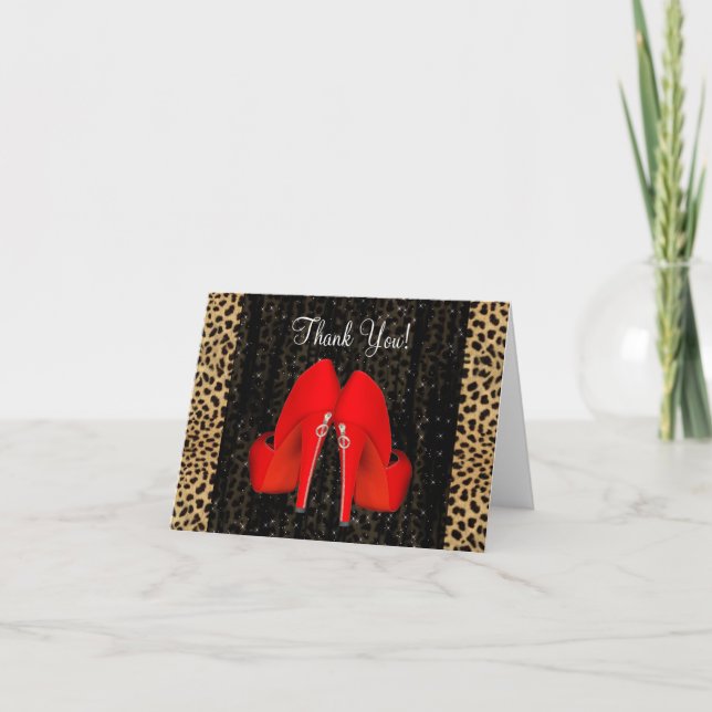 High Heel Schuhe Red Leopard Danke Karten (Vorderseite)