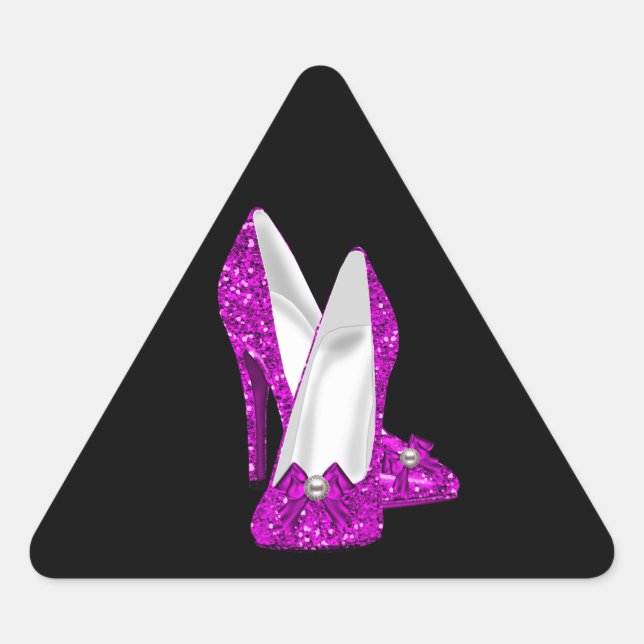 High Heel Schuhe Stileto Glitzer Rosa Dreieckiger Aufkleber (Vorderseite)