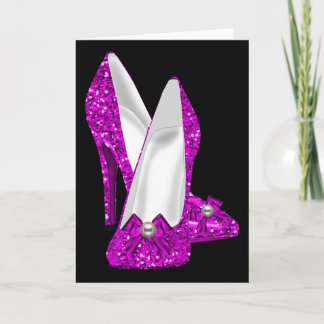 High Heel Schuhe Stileto Glitzer Rosa Karte