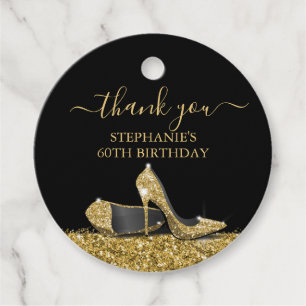 High Heel Shoe Vielen Dank Gold Black Birthday Geschenkanhänger