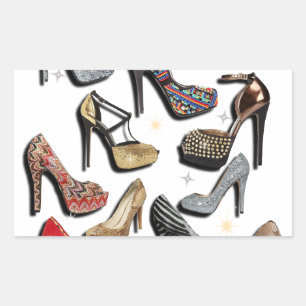High Heel Shoel Collage Sparkle Fashion Pumps Rechteckiger Aufkleber