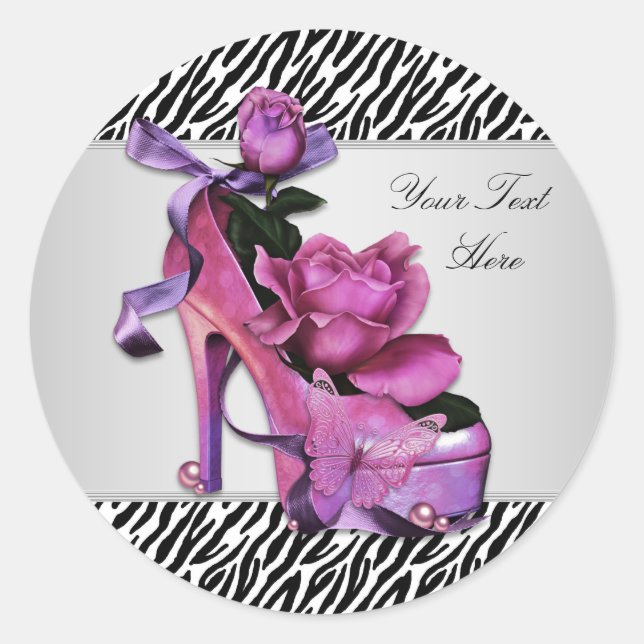 High Heel Shoel Hot Pink Zebra Stickers (Vorderseite)