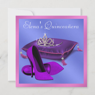 High Heel Shoes Hot Pink Lila Quinceanera Einladung