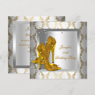 High Heel Shoes Silver Gold Geburtstagsparty Einladung