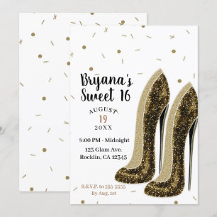 High Heels Fashion Shoes Glam Beauty Sweet 16 Einladung
