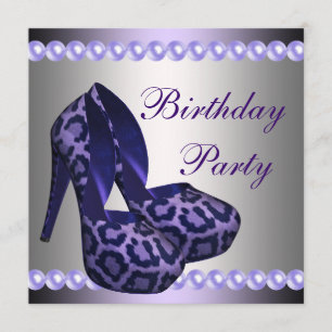 High Heels Shoes Lila Leopard Geburtstagsparty Einladung