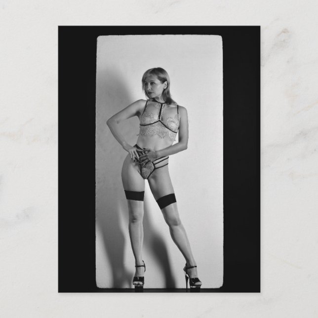 High Heels & Strumpfs Postkarte für Foto B&W (Vorderseite)