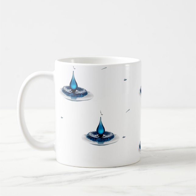 High-Impact Abstract Blue Water Drop Classic Mug Kaffeetasse (Links)