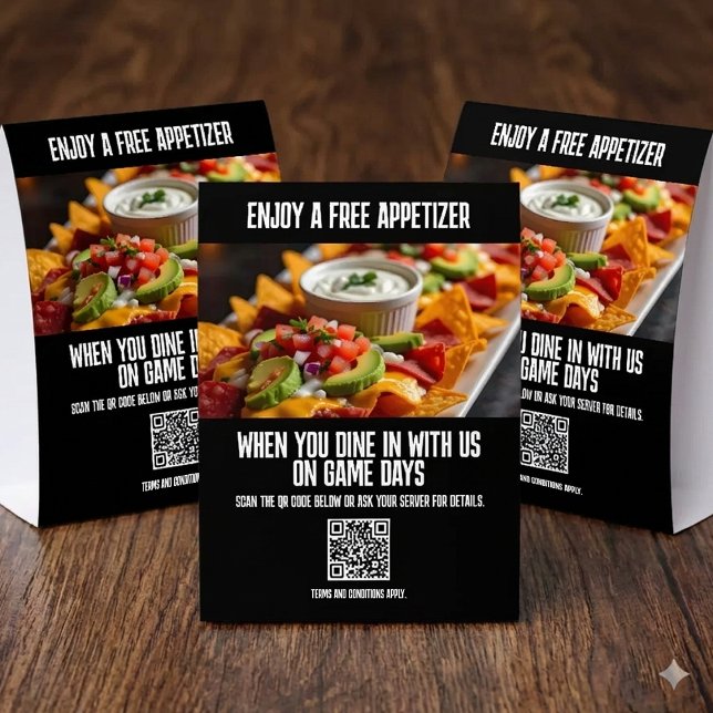 High Impact Restaurant Dining Game Day Offer Tischaufsteller (High Impact Restaurant Dining Offers Paper Table Tent Signs Cover Photo)