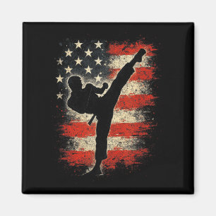 High Kick - Karate Taekwondo USA-Flagge Magnet