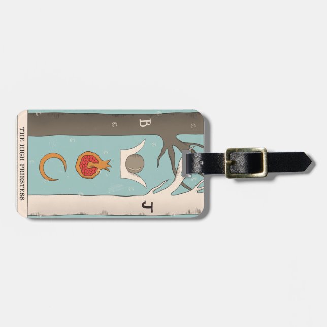 High Priestess tarot card Crown Pomegranate Gepäckanhänger (Vorderseite horizontal)