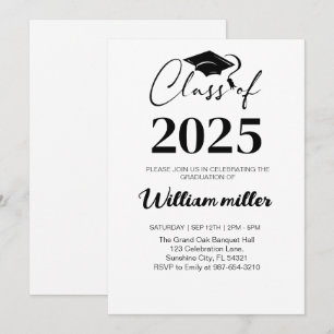 High School Abschluss Class of 2025,Minimal grad Einladung