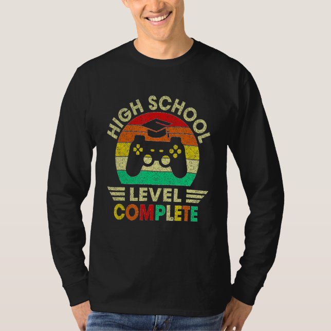 High School Abschluss Level Complete Video Games T-Shirt (Vorderseite)
