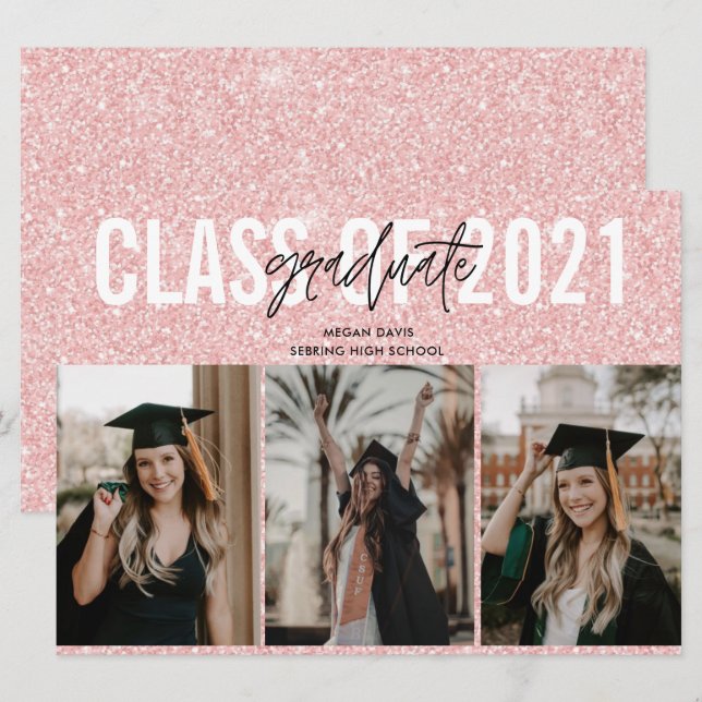 High School Abschluss Rosa Drei Foto (Vorne/Hinten)