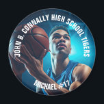 High School Basketball Player Photo Keepsake Magnet<br><div class="desc">This cool custom high school basketball player photo magnet features white typography of your team and player name. Personalize these athlete spirit keepsake magnets with your student's photograph and class year as a proud sports parent.</div>