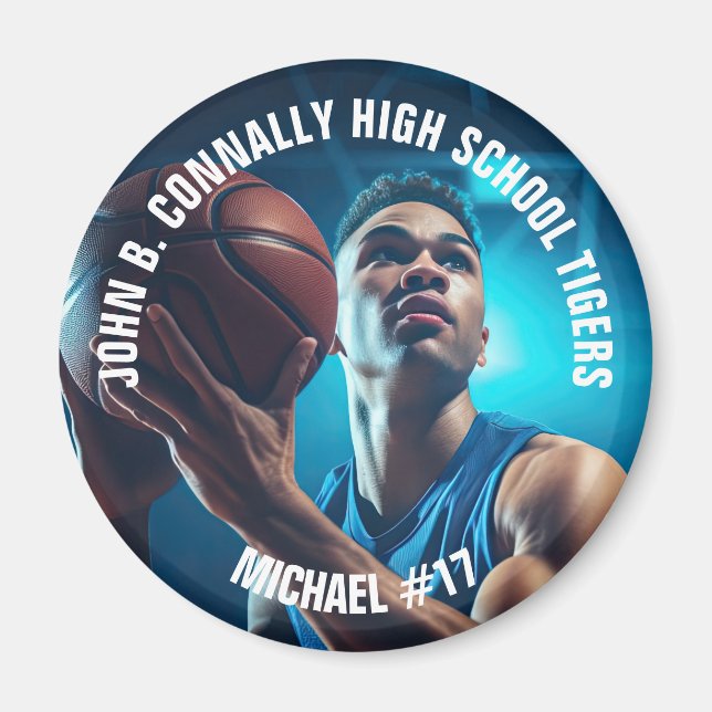 High School Basketball Player Photo Keepsake Magnet (Vorne)