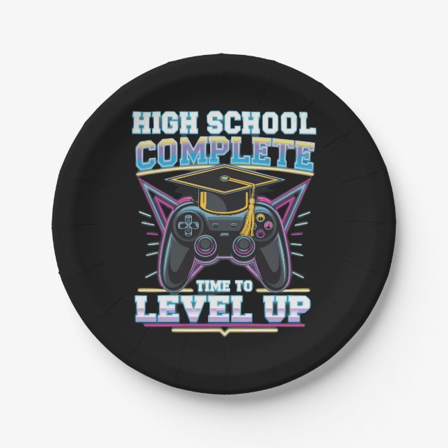 High School Complete Gamer Gaming Abschluss Pappteller (Vorderseite)
