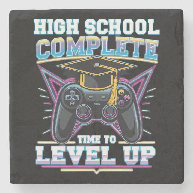 High School Complete Gamer Gaming Abschluss Steinuntersetzer (Vorderseite)