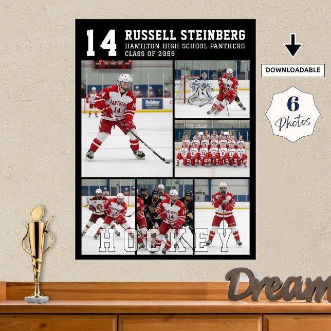High School Hockey Senior Night 6 Photo Collage Poster (Von Creator hochgeladen)