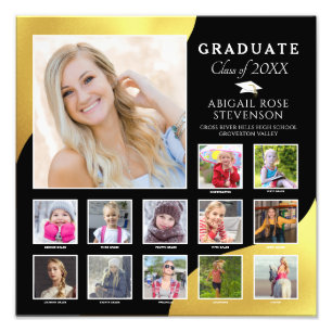 High School K-12 Foto Collage Black Brushed Gold