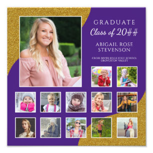 High School K-12 Foto Collage Lila und Gold