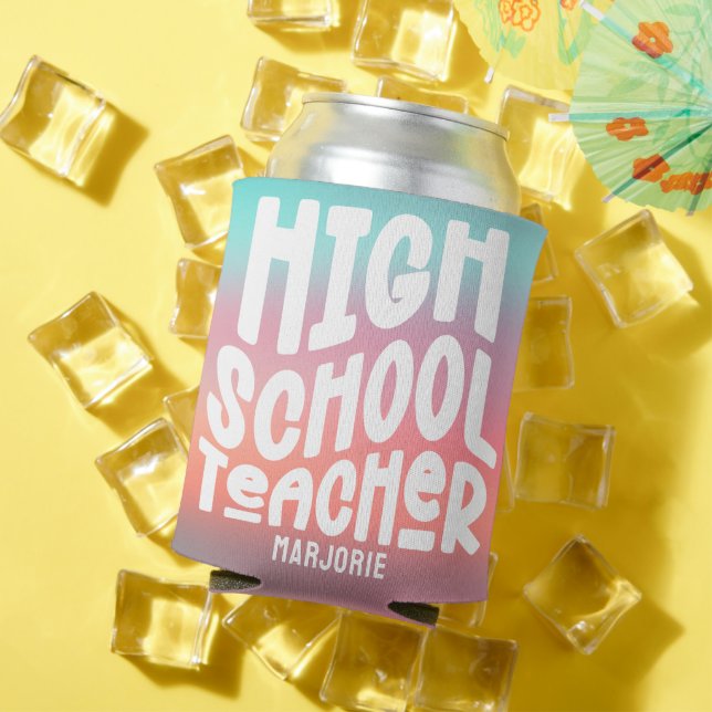 High School Lehrer Pink Aqua Gradient Dosenkühler (In Situ Sommer)