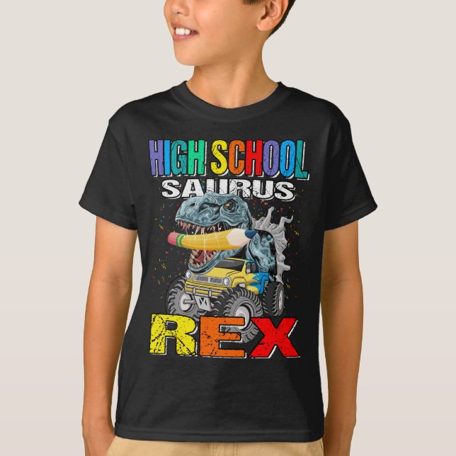 High School Saurus Rex Dinosaur High School T-Shirt (Vorderseite)