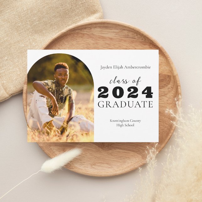 High School Senior Arch Ein-Foto-Abschluss Ankündigung (High School Senior Arch One-Photo Graduation Announcement)