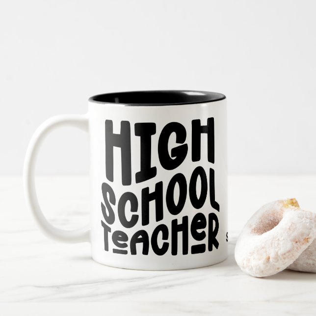 High School Teacher Appreciation Minimalist Zweifarbige Tasse (Mit Donut)