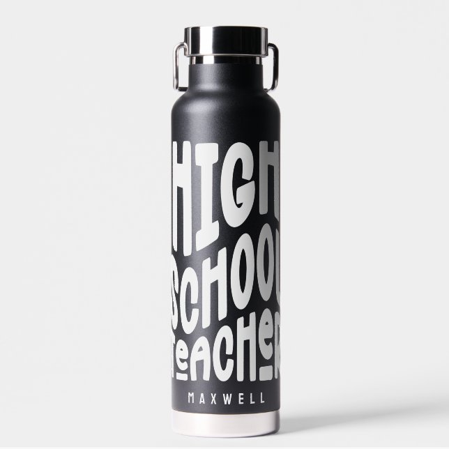 High School Teacher Minimalist White Text Trinkflasche (Vorne)