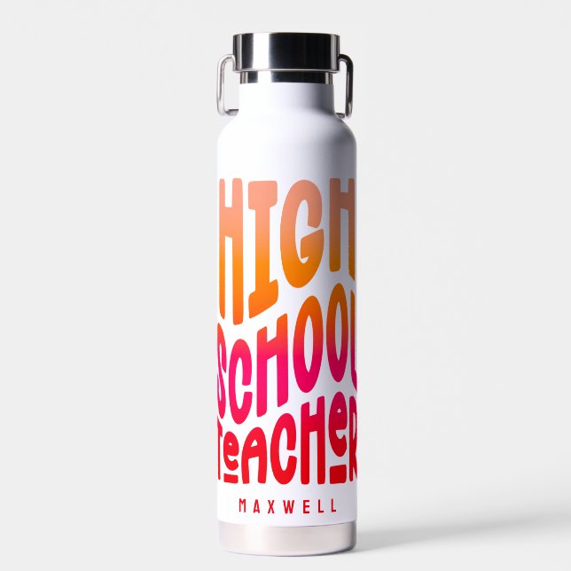 High School Teacher Red Orange Ombre Trinkflasche (Vorne)