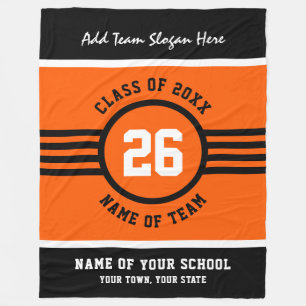 High School Team Sieg Blanket Orange Black Fleecedecke