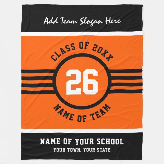 High School Team Sieg Blanket Orange Black Fleecedecke (Vorderseite)