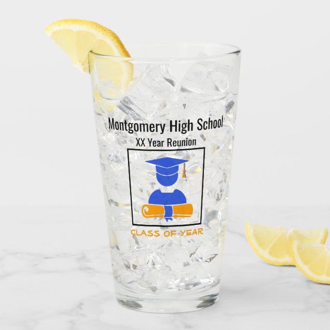 High School Wiedersehen Custom Blue Orange Glas (Vorderseite Ice)